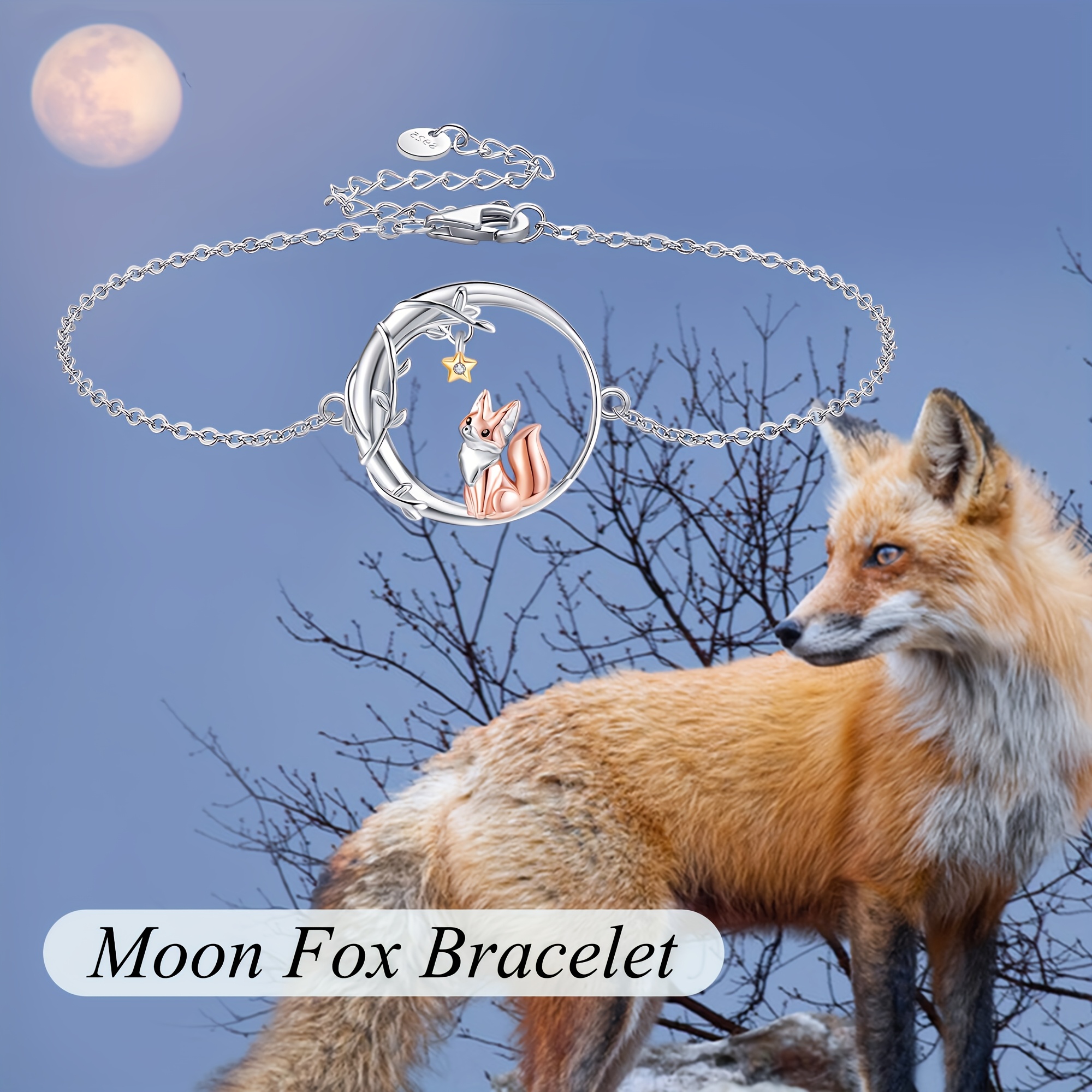 925 Sterling Silver Fox Bracelet Animal Jewelry For Women